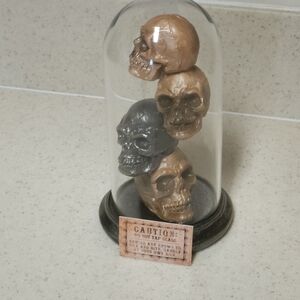 Stacked Skull Sculpture in Bronze and Gray